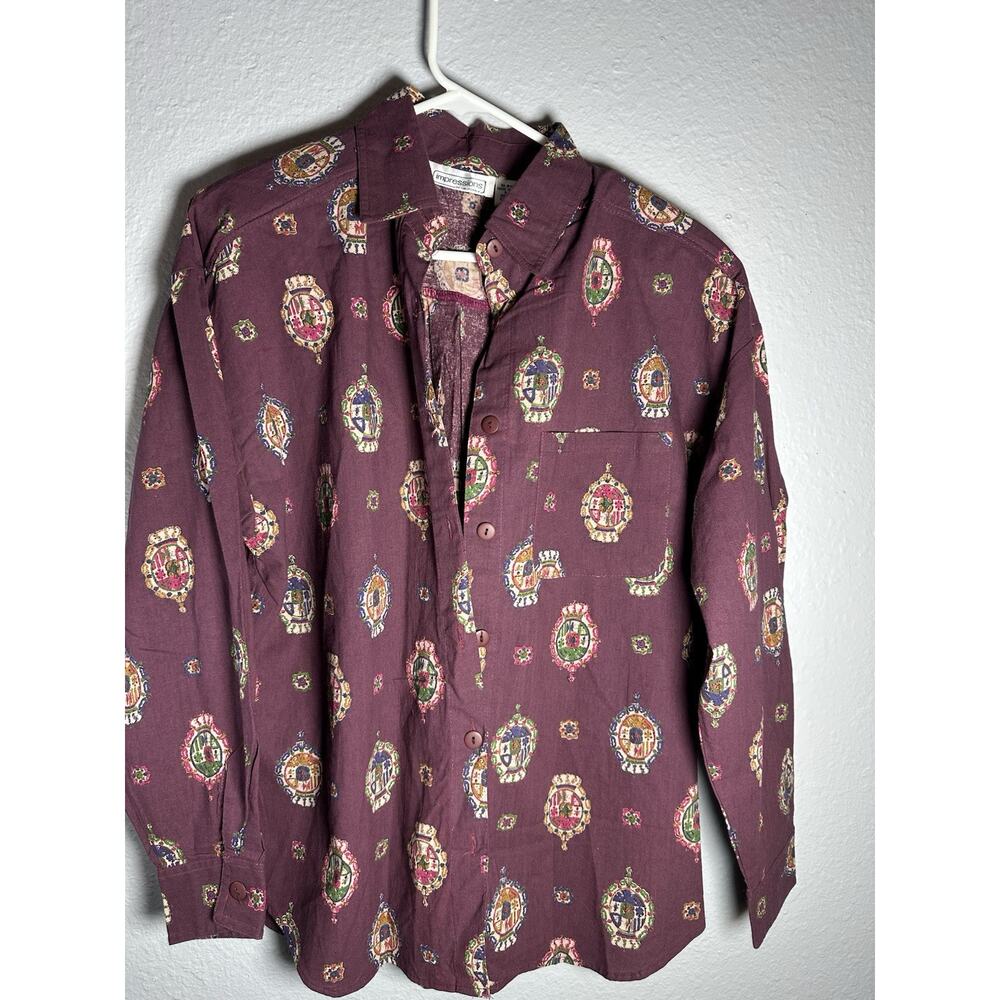 VTG Impressions Of California Men’s Button Down Shirt Long Sleeve Size M W/ Pads